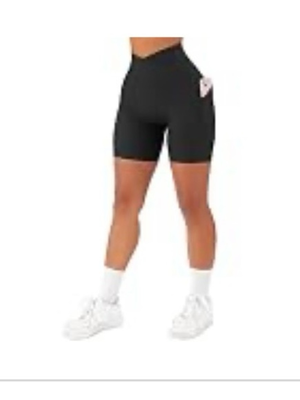 High-Waist Ribbed Biker Shorts with Side Pocket